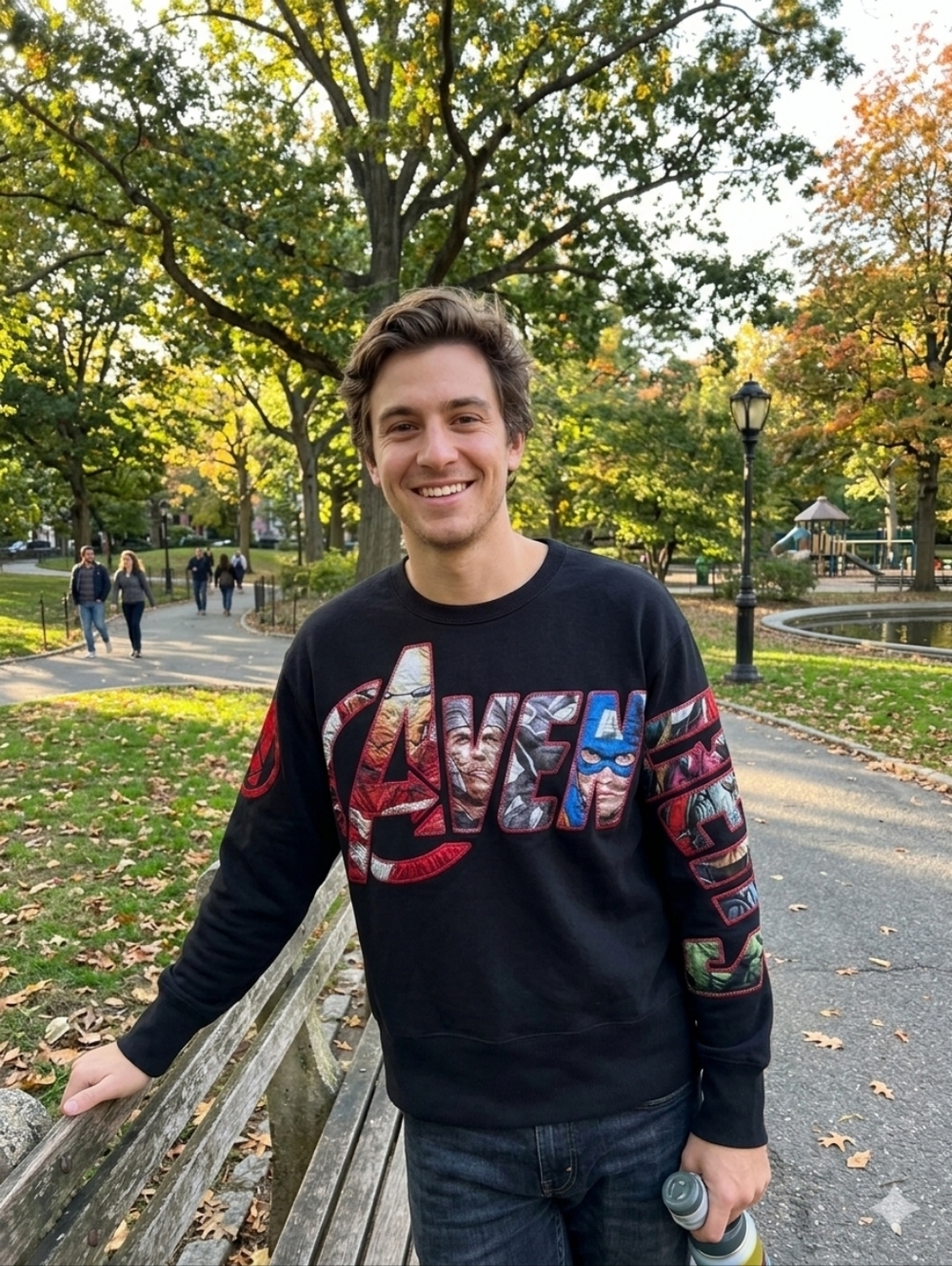 Disney Black Avengers Crewneck Sweater with Multicolor Graphic